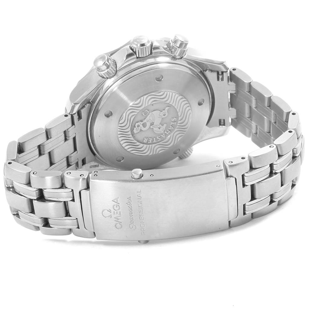 The image shows the back case, clasp, and bracelet of an Omega Seamaster 2599.80.00 Men
s Stainless Steel Blue Dial 2599.80.00 Men
s Stainless Steel Blue Dial watch.