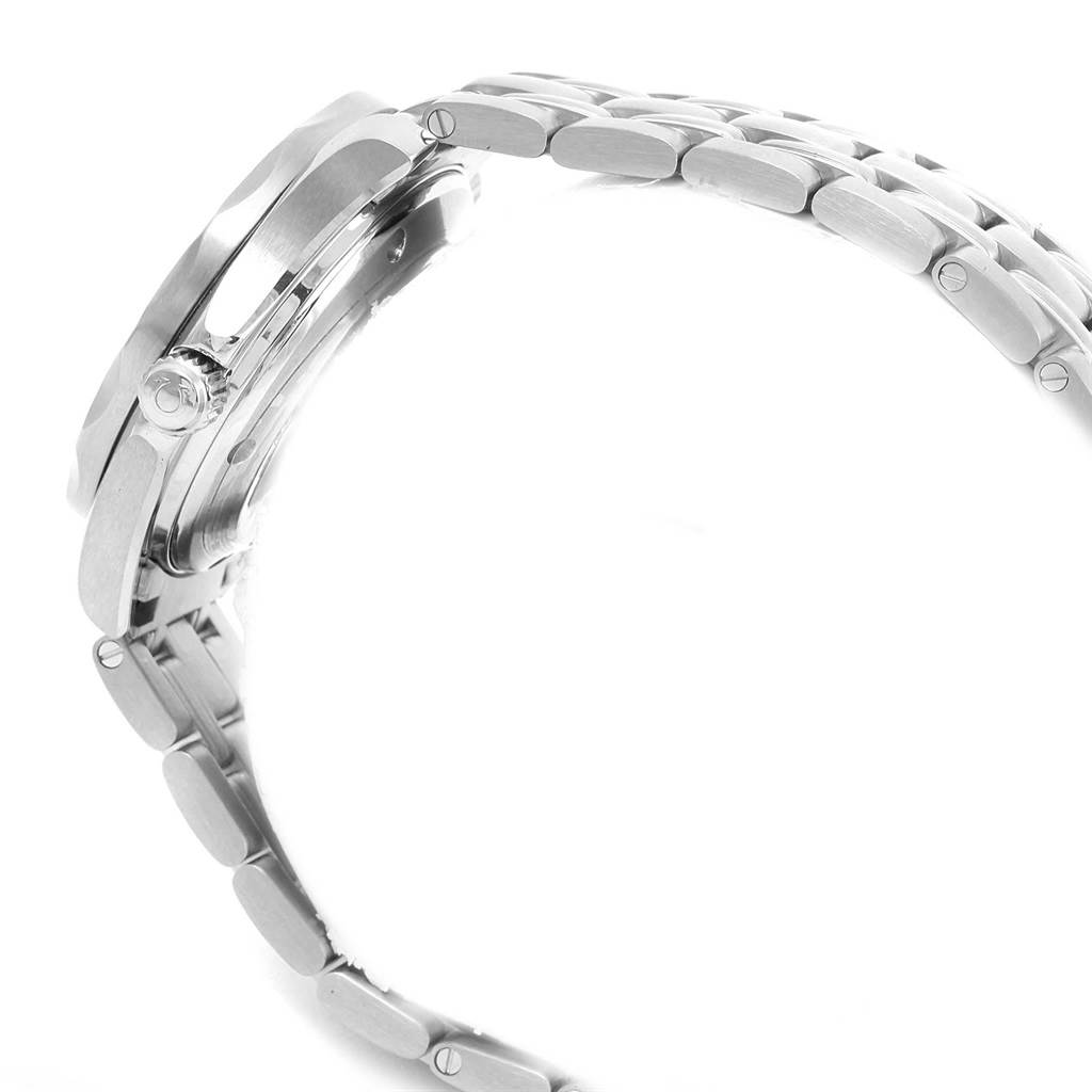 The image shows a side view of the Omega Seamaster 212.30.36.20.01.002 Men
s Stainless Steel Black Dial 212.30.36.20.01.002 Men
s Stainless Steel Black Dial watch, focusing on the case, crown, and metal bracelet.