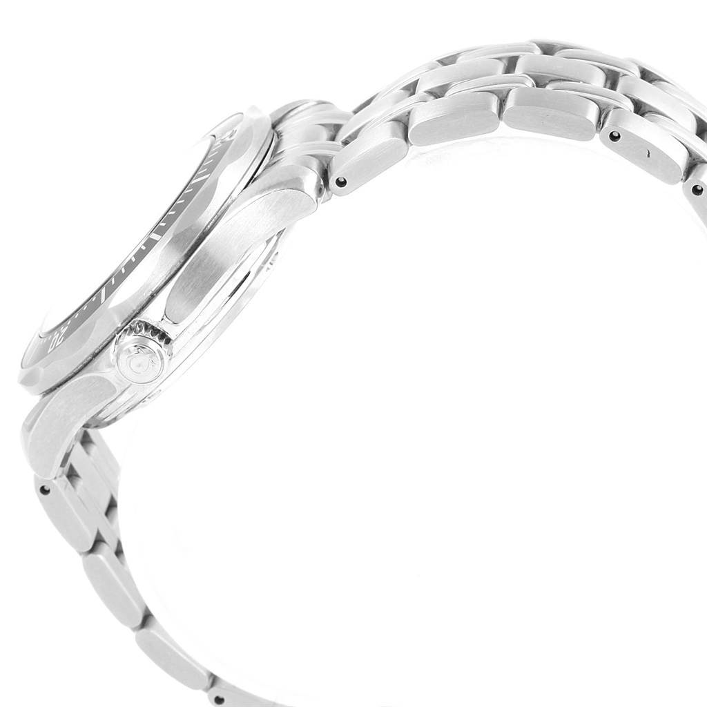 This image shows a side view of the Omega Seamaster 212.30.36.20.01.001 Men
s Stainless Steel Black Dial 212.30.36.20.01.001 Men
s Stainless Steel Black Dial
s stainless steel case, bezel, and part of the bracelet.