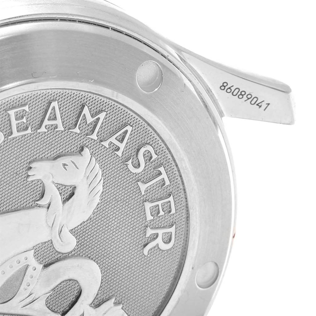 The image shows the back of an Omega Seamaster 212.30.36.20.01.001 Men
s Stainless Steel Black Dial 212.30.36.20.01.001 Men
s Stainless Steel Black Dial watch, displaying the model name and partial serial number.