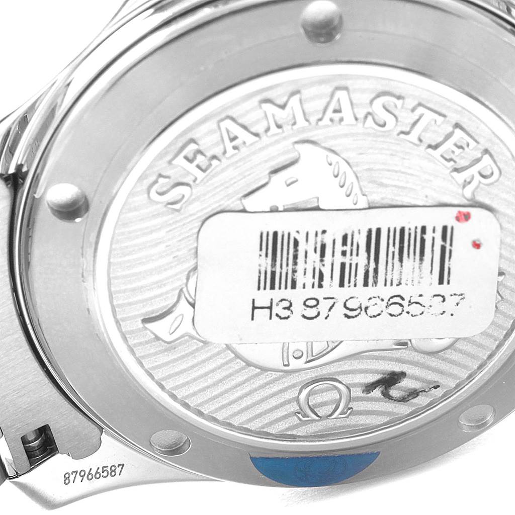 The image shows the case back of the Omega Seamaster 212.30.36.20.01.002 Men
s Stainless Steel Black Dial 212.30.36.20.01.002 Men
s Stainless Steel Black Dial watch, featuring the Seamaster logo and model details.