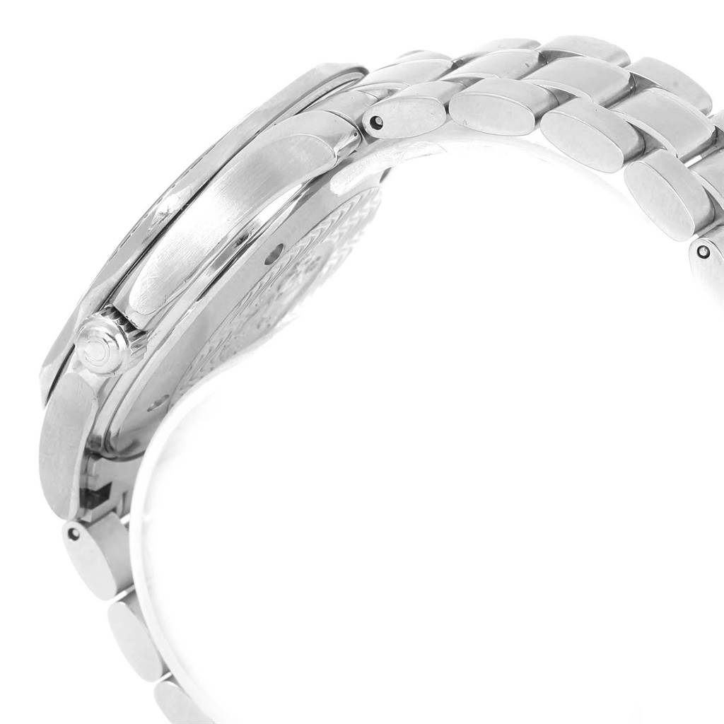 The image shows a side view of the Omega Seamaster 2255.80.00 Men
s Stainless Steel Blue Dial 2255.80.00 Men
s Stainless Steel Blue Dial watch, focusing on the case and metal bracelet.