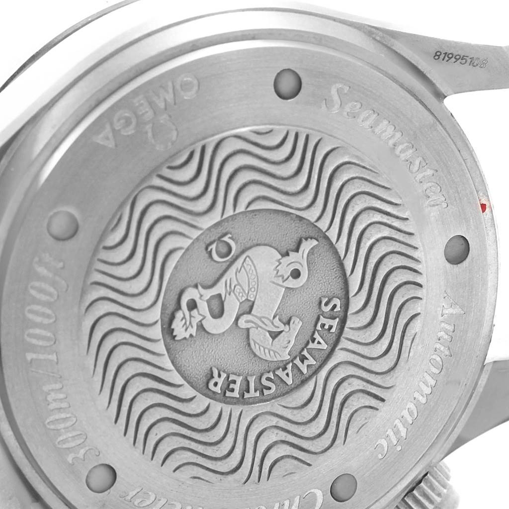 The image shows the case back of an Omega Seamaster 2269.52.00 Men's Titanium Black Dial 2269.52.00 Men's Titanium Black Dial watch, featuring the brand logo and model details.