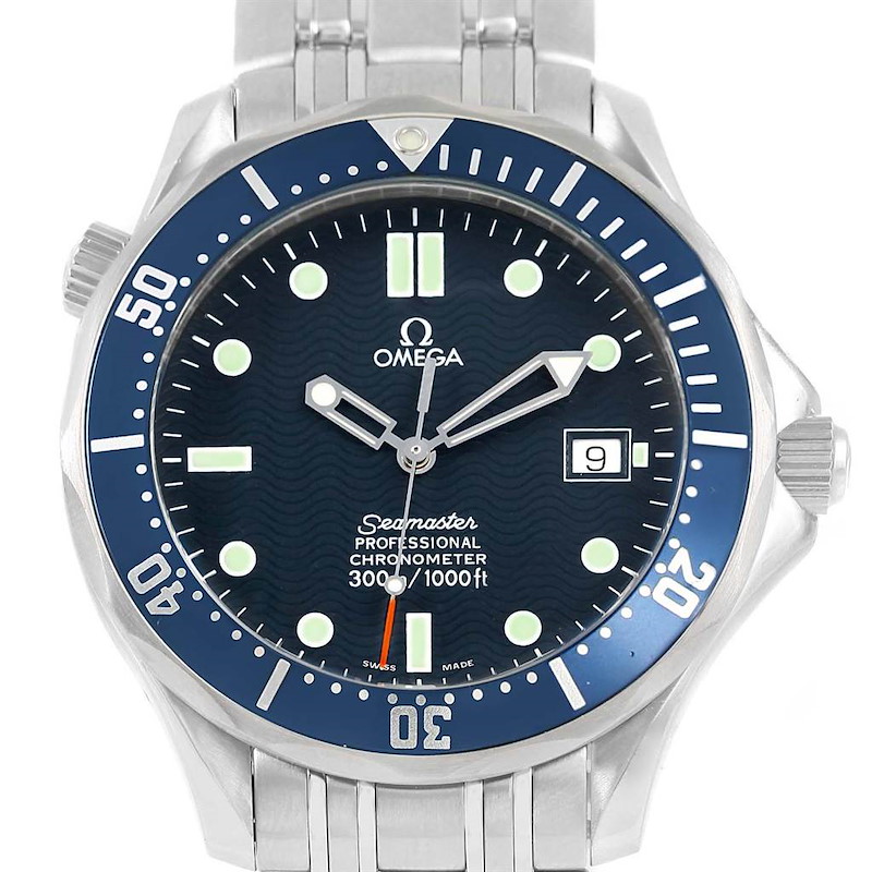 Omega Seamaster 41 Blue Wave Dial Stainless Steel Watch 2531.80.00 SwissWatchExpo