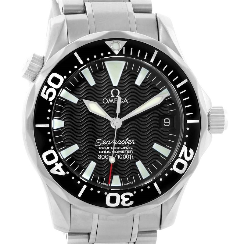 Omega Seamaster Black Wave Dial Midsize 300m Watch 2252.50.00 Card SwissWatchExpo