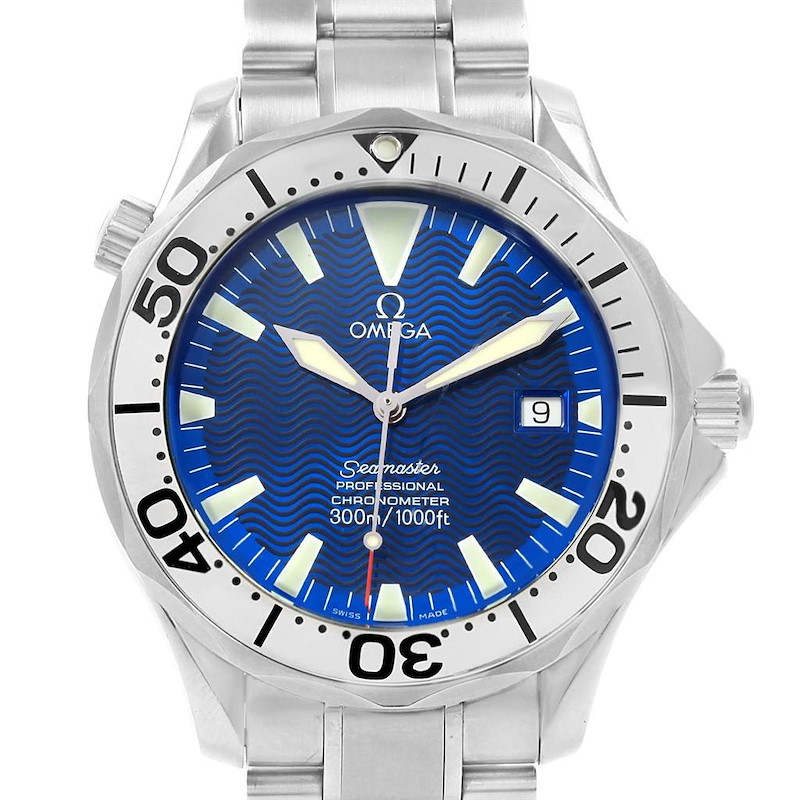 Omega Seamaster 300M Electric Blue Dial Steel Mens Watch 2255.80.00 SwissWatchExpo