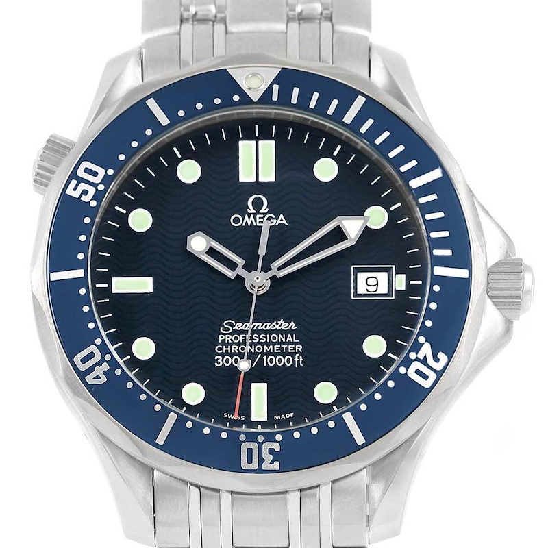 Omega Seamaster 41mm Blue Wave Dial Stainless Steel Watch 2531.80.00 SwissWatchExpo