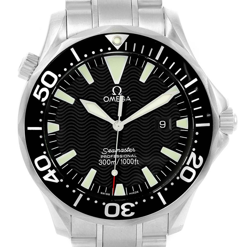 Omega Seamaster 41mm Black Wave Dial Steel Mens Watch 2264.50.00 ...