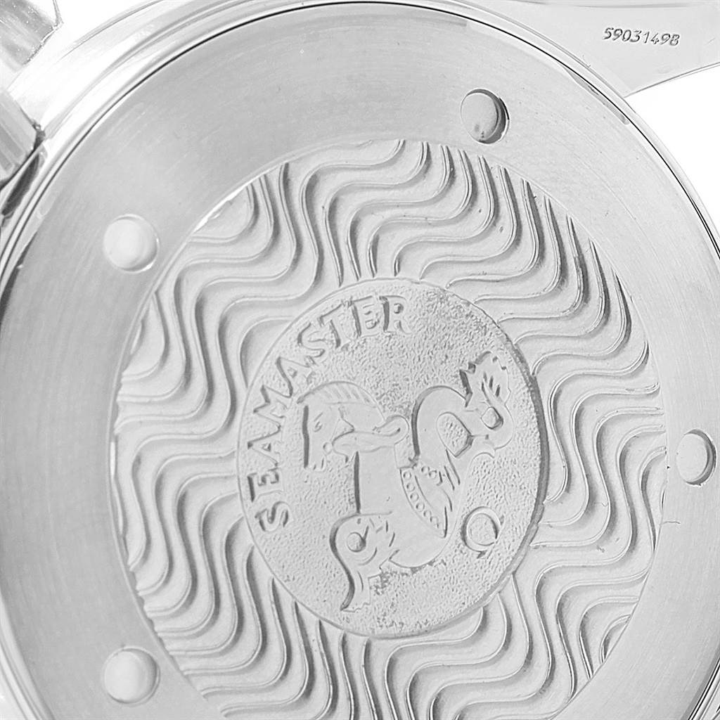 This image shows the engraved case back of the Omega Seamaster 2264.50.00 Men
s Stainless Steel Black Dial 2264.50.00 Men
s Stainless Steel Black Dial watch, viewed directly from the rear.