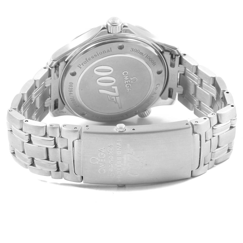 The image shows the back and bracelet clasp of an Omega Seamaster 2226.80.00 Men's Stainless Steel Blue Dial 2226.80.00 Men's Stainless Steel Blue Dial watch.