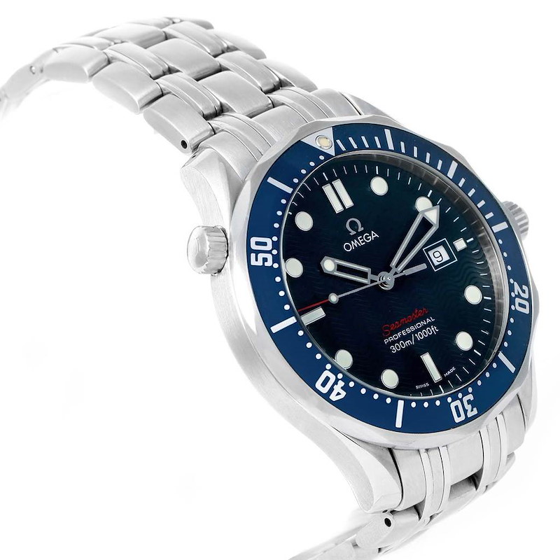 Omega Seamaster Bond 300M Blue Wave Dial Mens Watch 2221.80.00 SwissWatchExpo