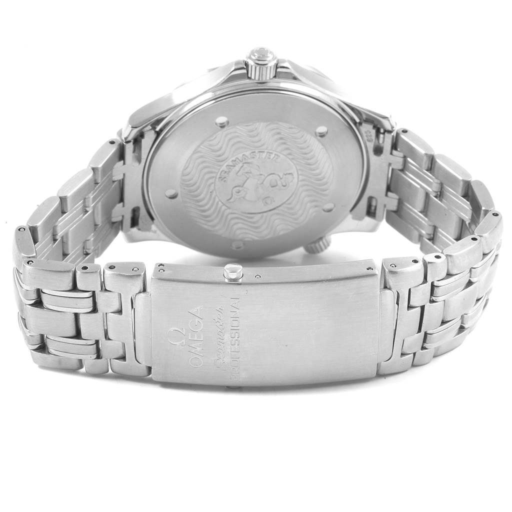 The image shows the back case and bracelet clasp of an Omega Seamaster 2541.80.00 Men
s Stainless Steel Blue Dial 2541.80.00 Men
s Stainless Steel Blue Dial watch, viewed from the rear angle.