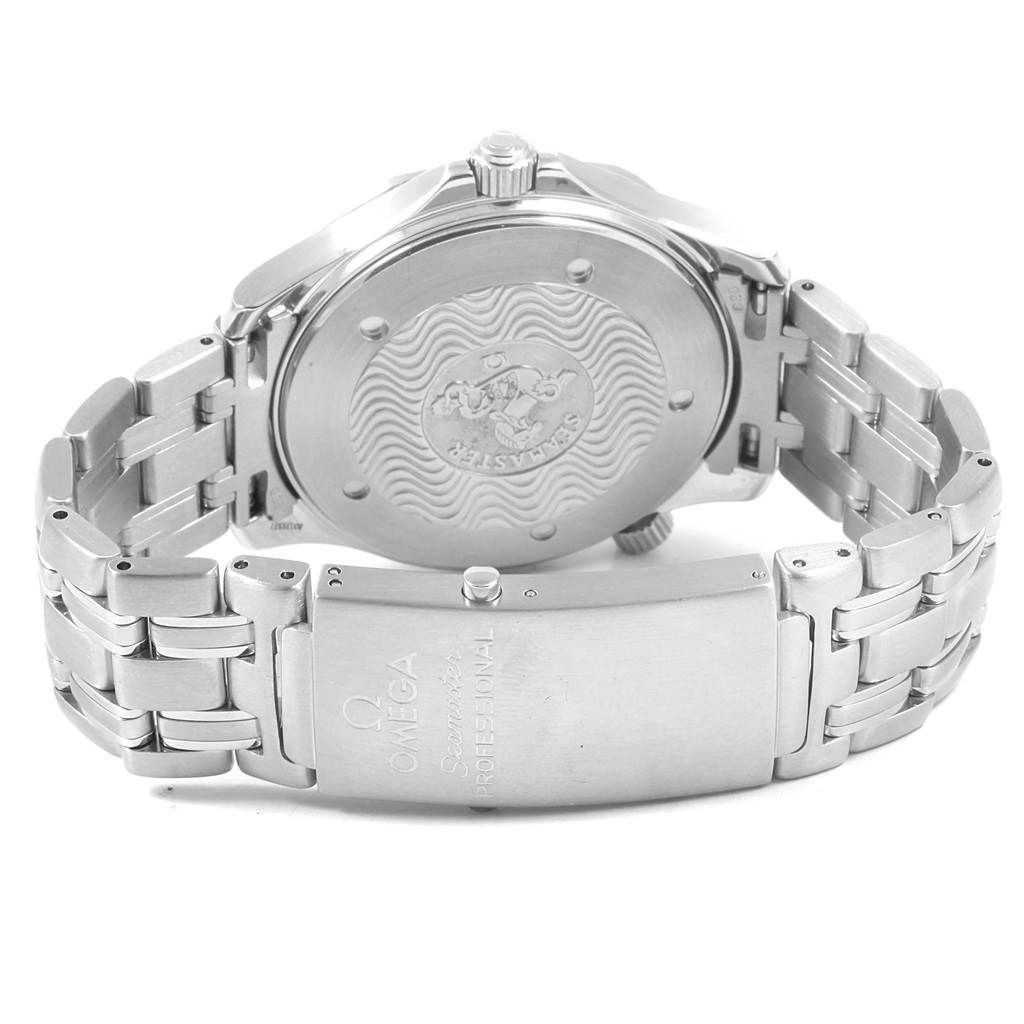 The image shows the back case and bracelet clasp of the Omega Seamaster 2531.80.00 Men
s Stainless Steel Blue Dial 2531.80.00 Men
s Stainless Steel Blue Dial watch.