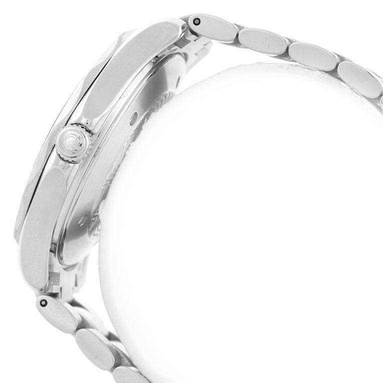 The image displays a side view of the Omega Seamaster 2254.50.00 Men
s Stainless Steel Black Dial 2254.50.00 Men
s Stainless Steel Black Dial watch, showcasing its case, crown, and part of the bracelet.