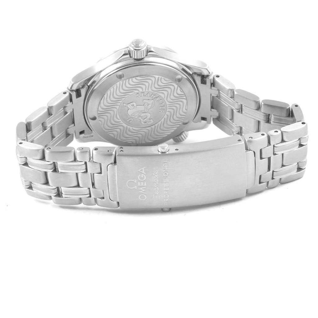 The image displays the back case and the bracelet clasp of an Omega Seamaster 2551.80.00 Men
s Stainless Steel Blue Dial 2551.80.00 Men
s Stainless Steel Blue Dial watch.