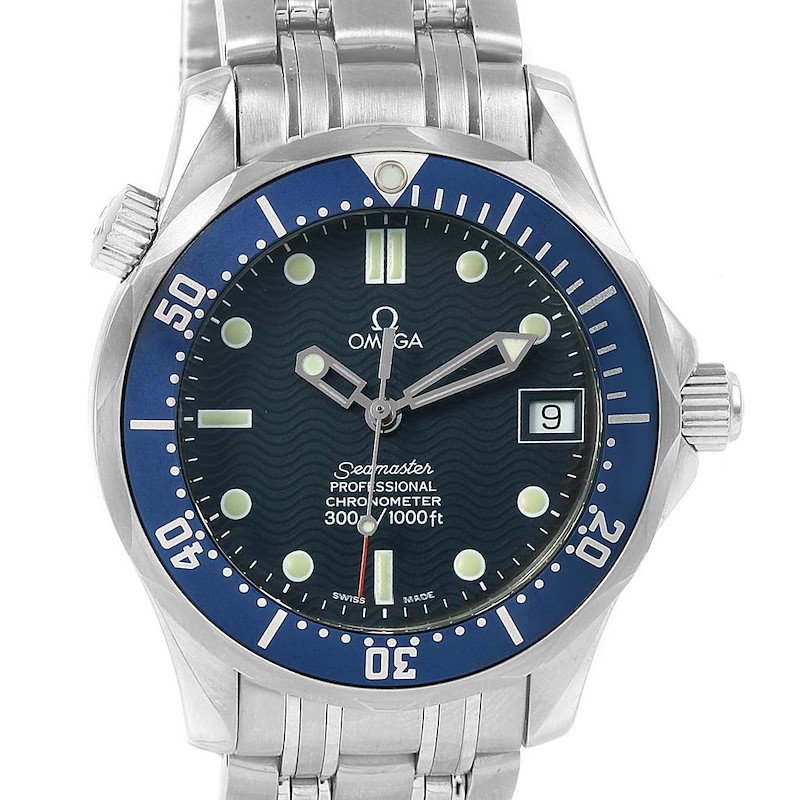 Omega Seamaster Midsize 36 Blue Dial Steel Mens Watch 2551.80.00 SwissWatchExpo