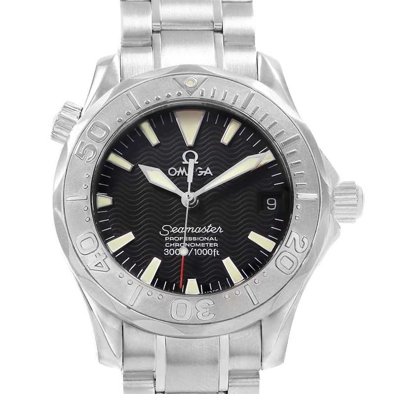 Omega Seamaster Midsize Steel White Gold Black Dial Watch 2236.50.00 SwissWatchExpo