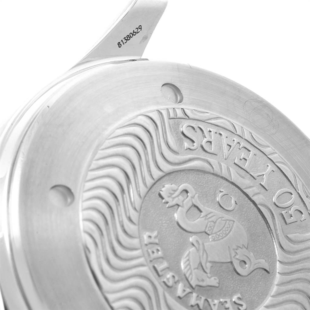 This image shows a close-up of the Omega Seamaster 2234.50.00 Men
s Stainless Steel Black Dial 2234.50.00 Men
s Stainless Steel Black Dial
s engraved case back with part of the serial number.