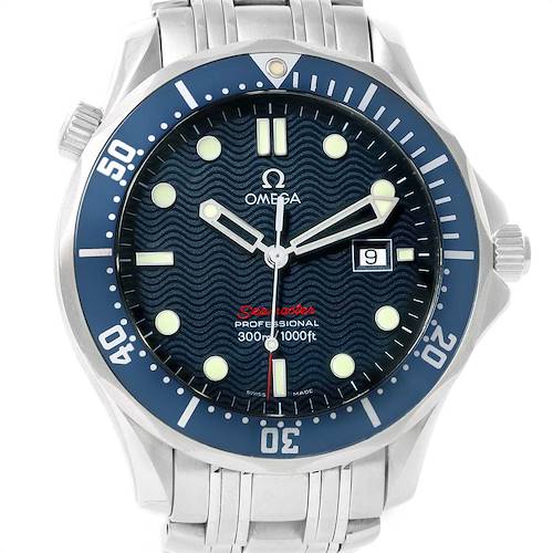 Photo of Omega Seamaster Bond 300M Blue Wave Dial Mens Watch 2221.80.00 Card