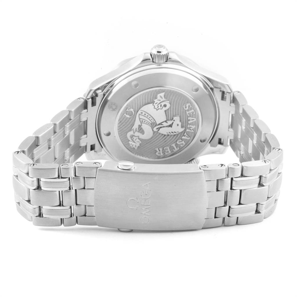 The image shows the back and band of an Omega Seamaster 212.30.41.20.01.003 Men
s Stainless Steel Black Dial 212.30.41.20.01.003 Men
s Stainless Steel Black Dial watch from a rear angle.