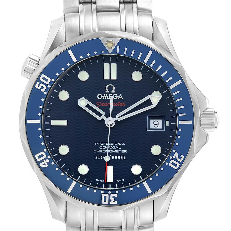 Omega Seamaster Bond 300M Co-Axial 41mm Blue Dial Watch 2220.80.00 SwissWatchExpo