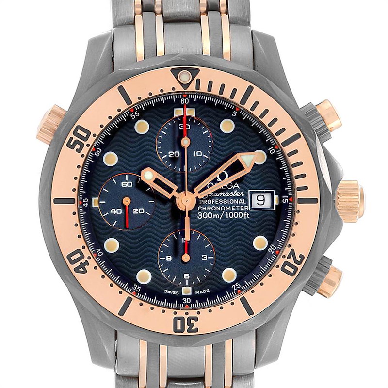 Omega Seamaster 41mm Titanium Rose Gold Mens Watch 2296.80.00 Box Card SwissWatchExpo