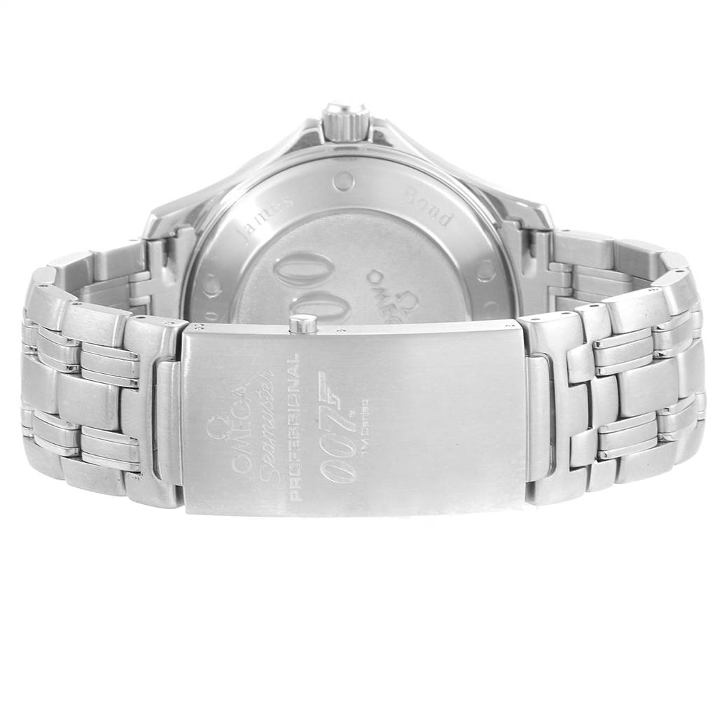 The image shows the back view of an Omega Seamaster 212.30.41.20.01.001 Men's Stainless Steel Black Dial 212.30.41.20.01.001 Men's Stainless Steel Black Dial watch, highlighting the clasp and band.