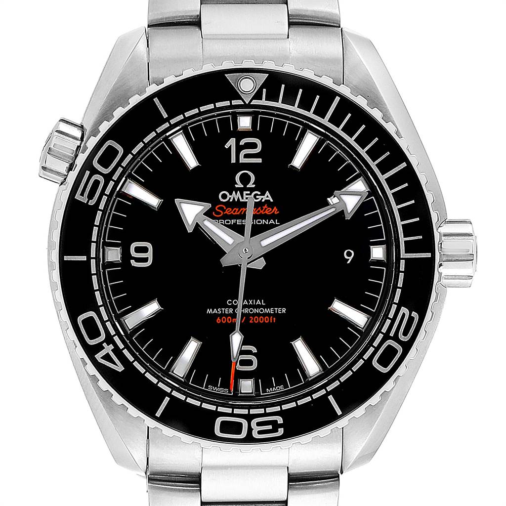 The image shows a frontal view of the Omega Seamaster 215.30.44.21.01.001 Men
s Stainless Steel Black Dial 215.30.44.21.01.001 Men
s Stainless Steel Black Dial watch, displaying its black dial, bezel, and bracelet.