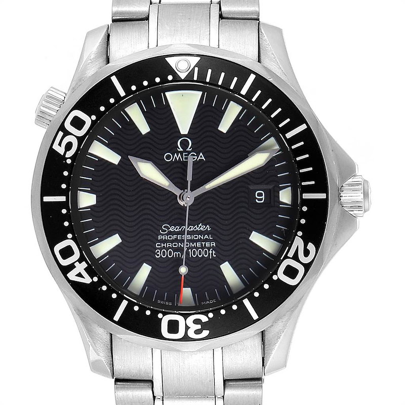 Omega Seamaster 41mm Black Wave Dial Steel Mens Watch 2254.50.00 SwissWatchExpo