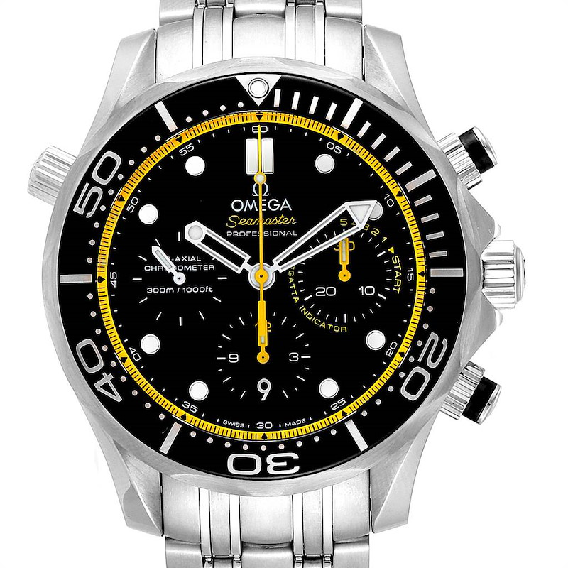 Omega Seamaster Regatta Yellow Hands Watch 212.30.44.50.01.002 Card SwissWatchExpo