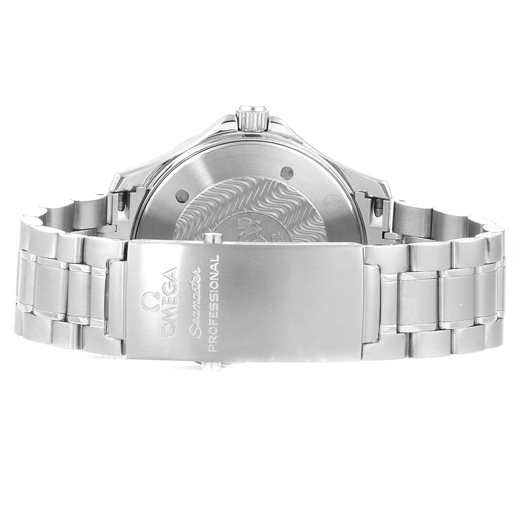 This image shows the rear view of the Omega Seamaster 2264.50.00 Men
s Stainless Steel Black Dial 2264.50.00 Men
s Stainless Steel Black Dial watch, including the clasp and back case.