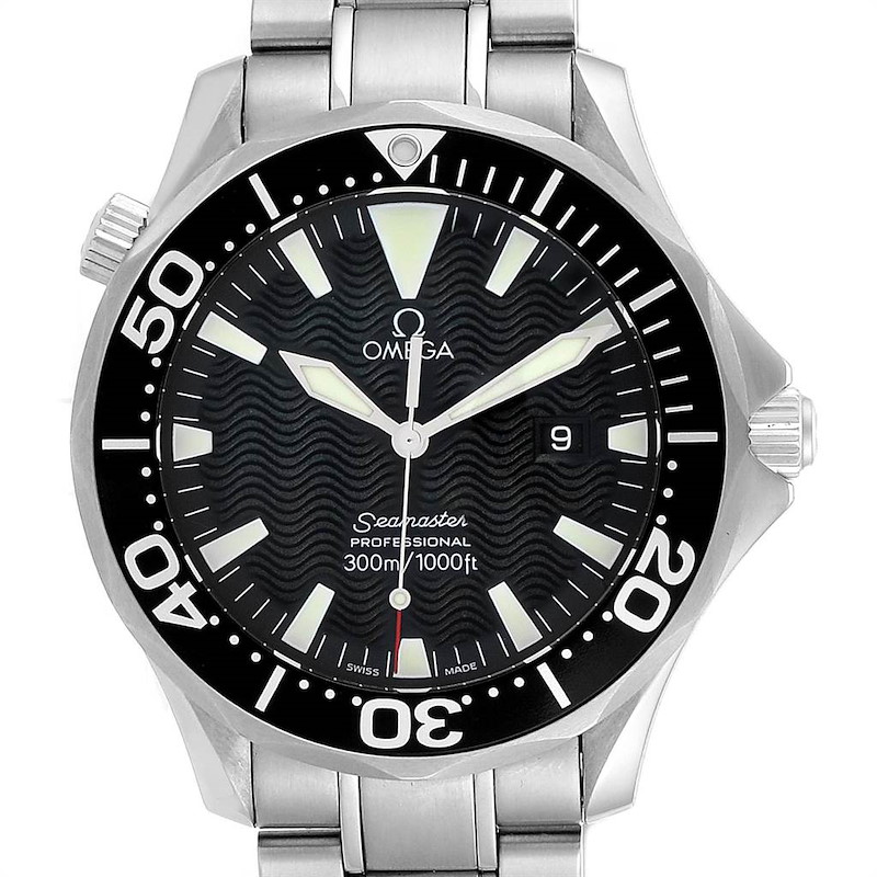 Omega Seamaster Black Wave Dial Steel Mens Watch 2264.50.00 SwissWatchExpo
