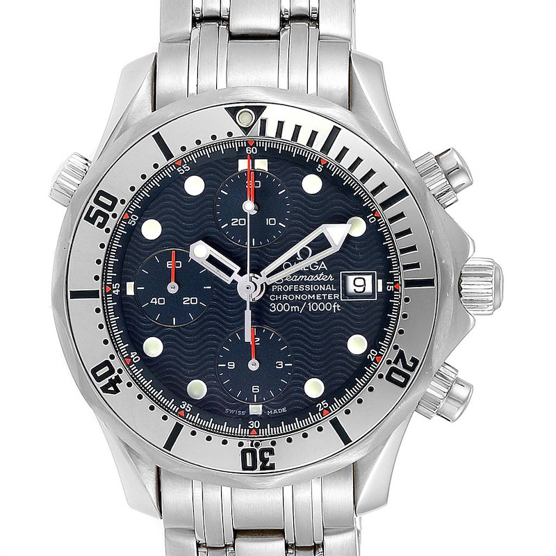 Omega Seamaster Blue Dial Chronograph Mens Watch 2598.80.00 SwissWatchExpo
