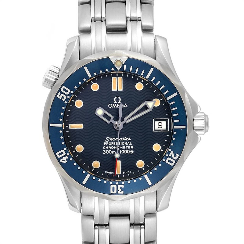 Omega Seamaster Midsize 36mm Blue Wave Dial Steel Watch 2551.80.00 SwissWatchExpo