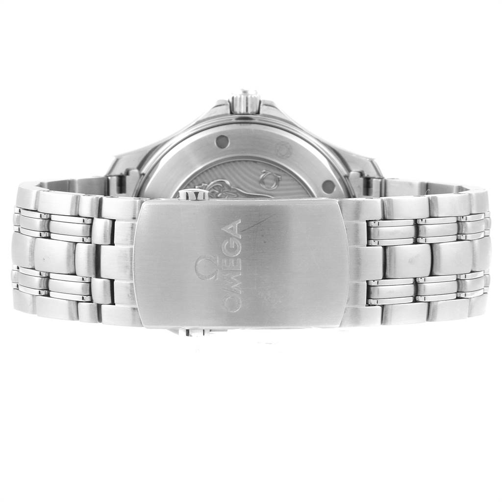 This image shows the back of the Omega Seamaster 212.30.41.20.03.001 Men
s Stainless Steel Blue Dial 212.30.41.20.03.001 Men
s Stainless Steel Blue Dial watch, highlighting the clasp and part of the bracelet.