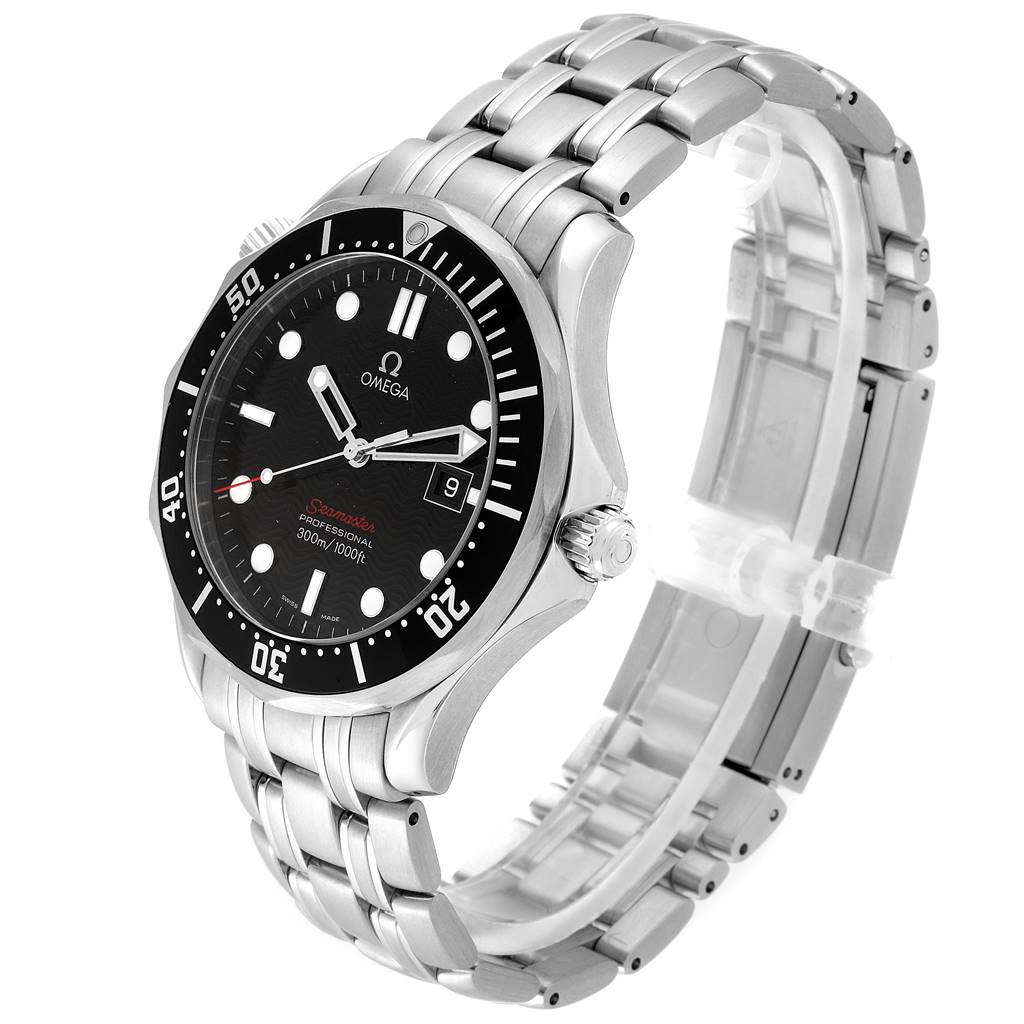The image shows an Omega Seamaster 212.30.41.61.01.001 Men
s Stainless Steel Black Dial 212.30.41.61.01.001 Men
s Stainless Steel Black Dial watch angled slightly to display its face, crown, and bracelet.