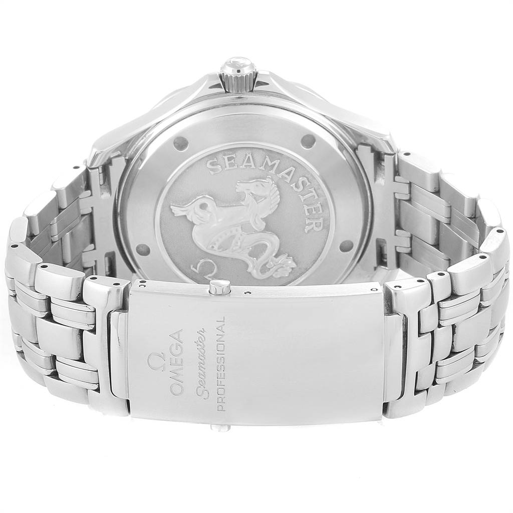 The image shows the back case and clasp of an Omega Seamaster 212.30.41.20.01.002 Men
s Stainless Steel Black Dial 212.30.41.20.01.002 Men
s Stainless Steel Black Dial watch.