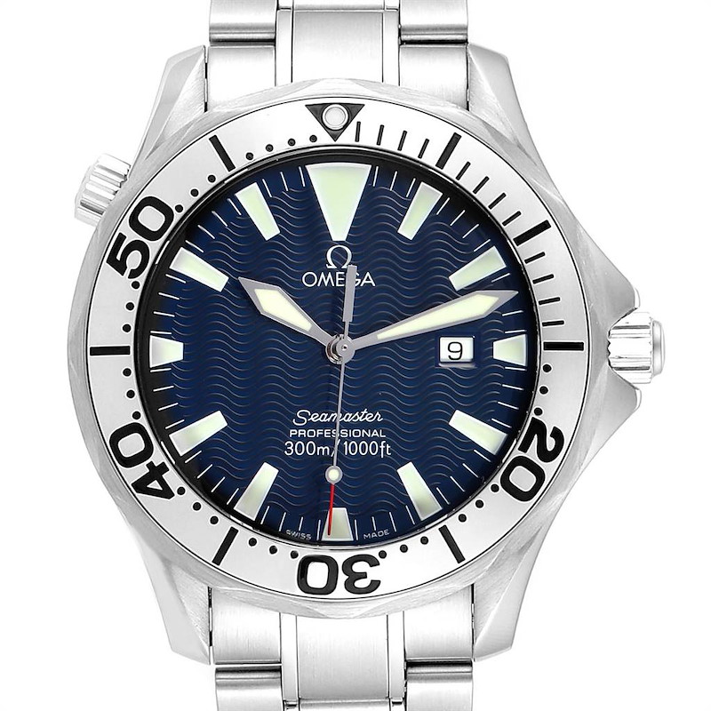 Omega Seamaster Blue Wave Dial Steel Mens Watch 2265.80.00 SwissWatchExpo