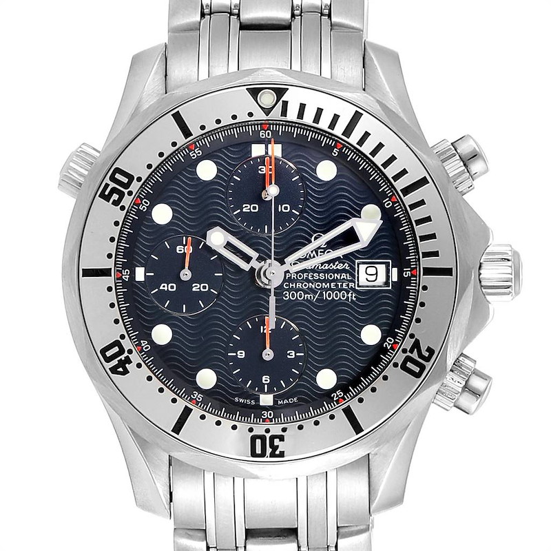 Omega Seamaster Blue Dial Chronograph Mens Watch 2598.80.00 SwissWatchExpo