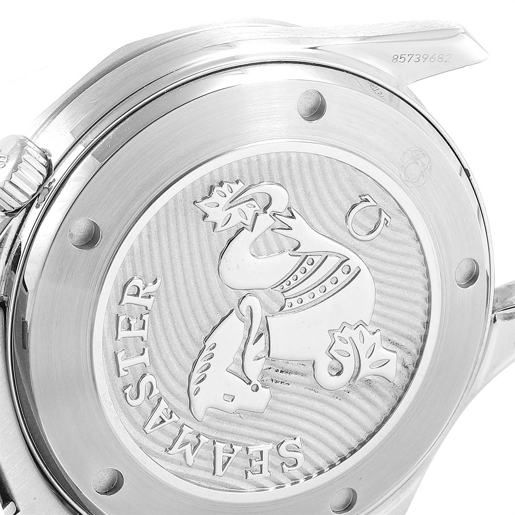 The image shows the back case of an Omega Seamaster 212.30.41.20.03.001 Men
s Stainless Steel Blue Dial 212.30.41.20.03.001 Men
s Stainless Steel Blue Dial watch, featuring the engraved logo and "Seamaster" text.