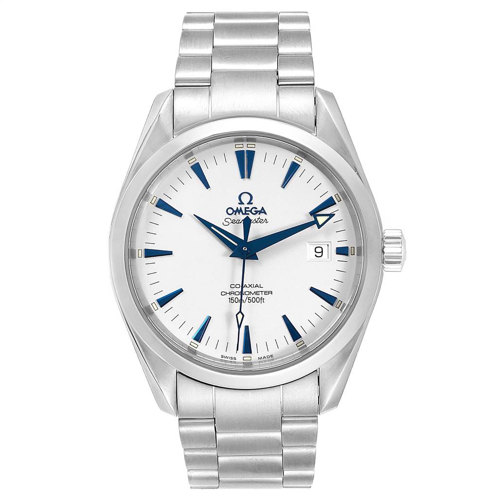 The image shows a front view of an Omega Seamaster 2503.33.00 Men
s Stainless Steel Silver Dial 2503.33.00 Men
s Stainless Steel Silver Dial watch, displaying the face, bezel, crown, and bracelet.