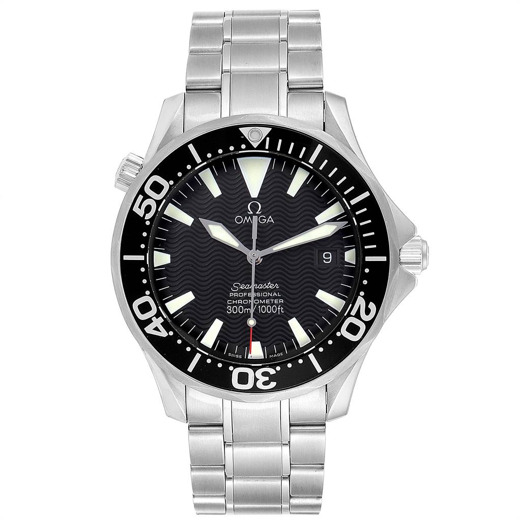 The watch is an Omega Seamaster 2254.50.00 Men
s Stainless Steel Black Dial 2254.50.00 Men
s Stainless Steel Black Dial, shown from a front angle displaying the face, bezel, crown, and stainless steel bracelet.