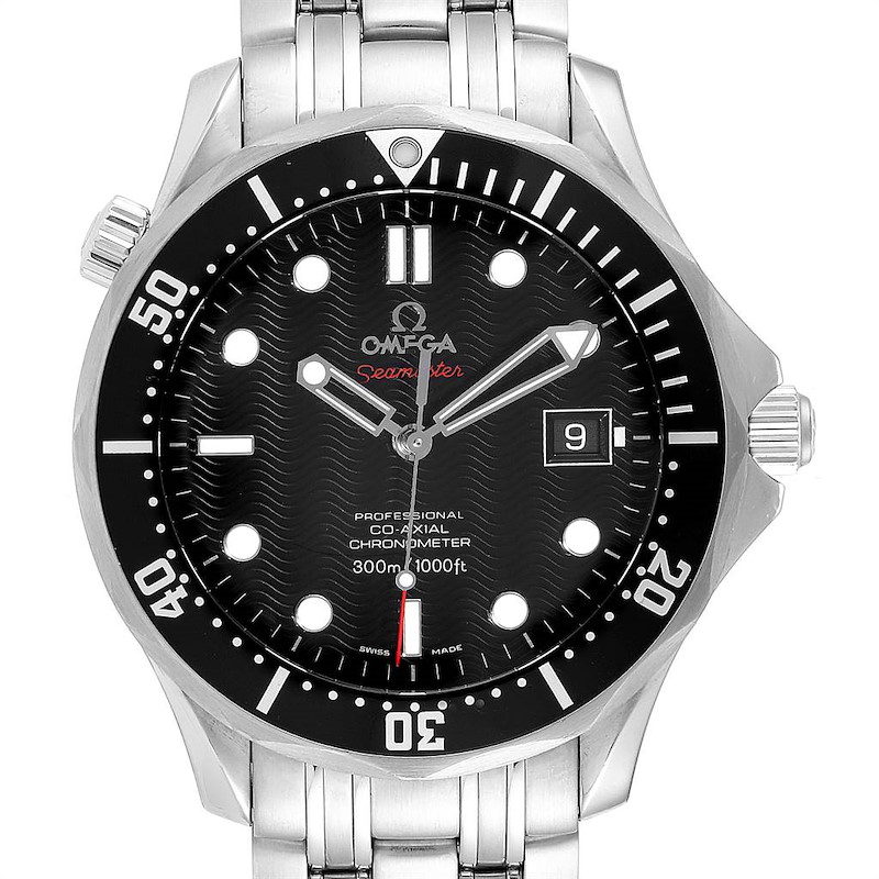 Omega Seamaster Black Wave Dial Steel Mens Watch 212.30.41.20.01.002 Card SwissWatchExpo