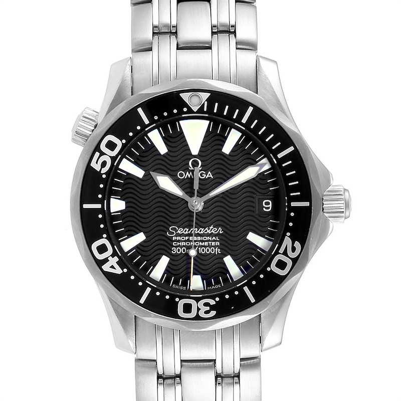 Omega Seamaster 36mm Midsize Black Wave Dial Steel Watch 2252.50.00 SwissWatchExpo