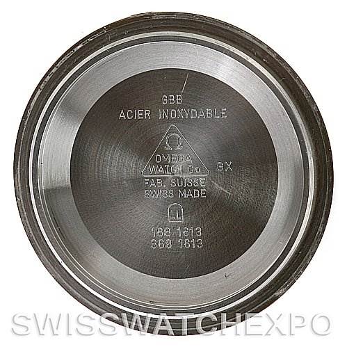 The image shows the inner case back of an Omega Seamaster 25345000 Men's Stainless Steel Black Dial 25345000 Men's Stainless Steel Black Dial watch, displaying model numbers and manufacturing details.