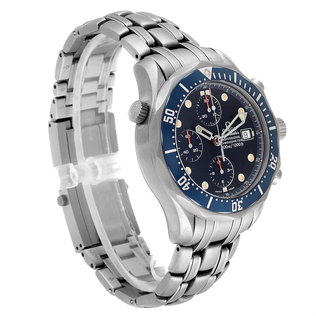 Omega Seamaster Chrono Diver Blue Dial Titanium Mens Watch 2298.80.00 ...