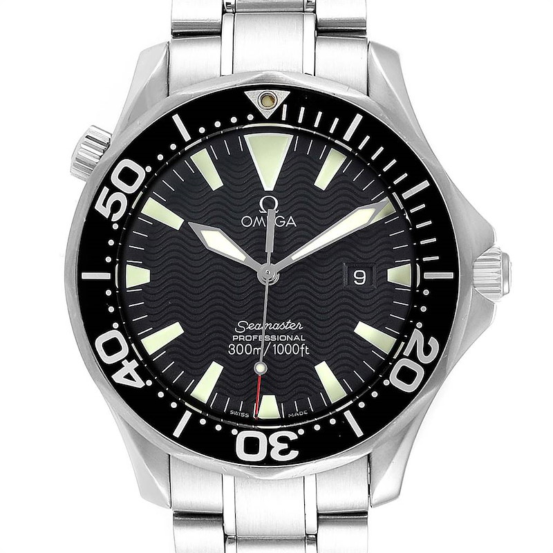 Omega Seamaster Black Dial Steel Mens Watch 2264.50.00 Card SwissWatchExpo