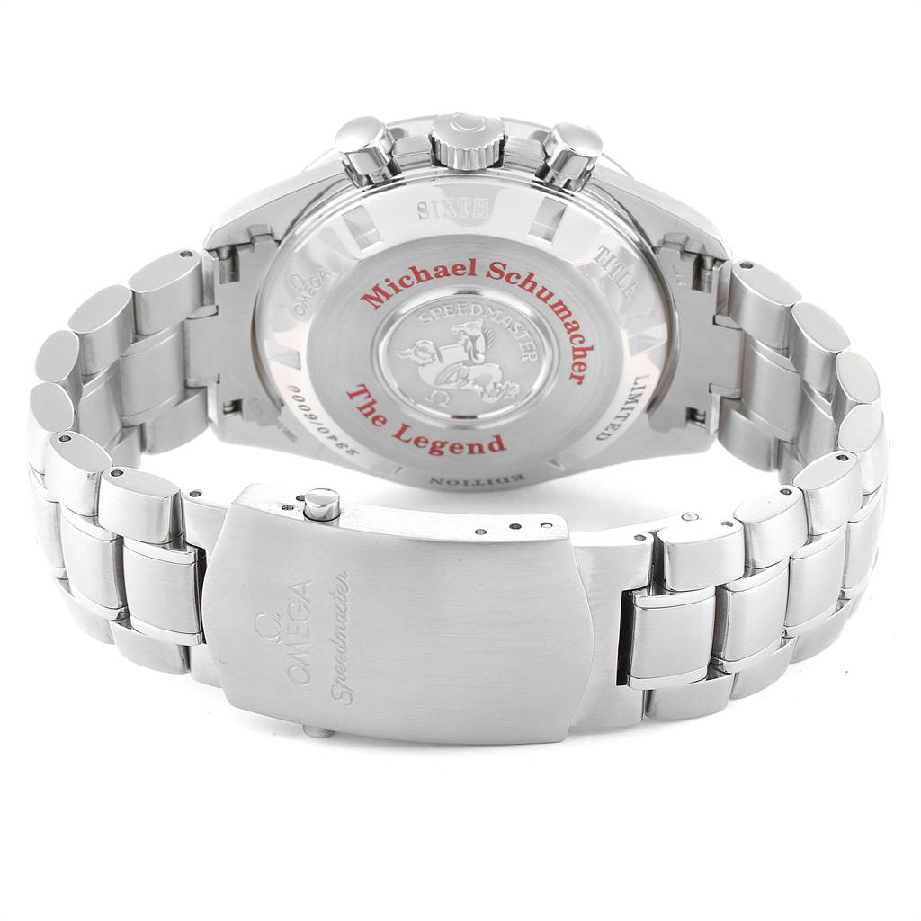 This image shows the back of an Omega Seamaster 3559.32.00 Men's Stainless Steel Silver Dial 3559.32.00 Men's Stainless Steel Silver Dial watch, highlighting the bracelet and clasp.