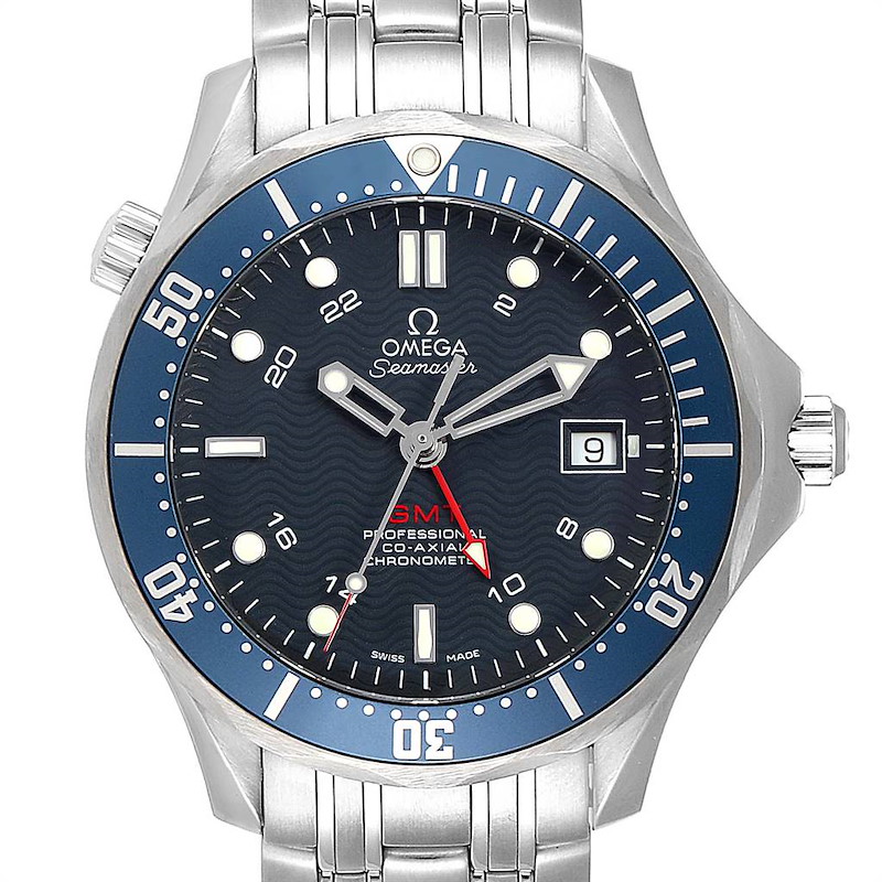 Omega Seamaster Bond 300M GMT Blue Dial Steel Mens Watch 2535.80.00 SwissWatchExpo