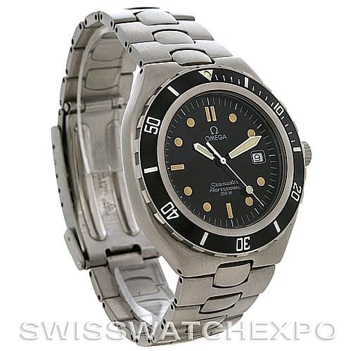 The Omega Seamaster 2810.50.00 Men
s Stainless Steel  2810.50.00 Men
s Stainless Steel  watch is shown at a three-quarter angle, displaying the face, bezel, crown, and stainless steel bracelet.
